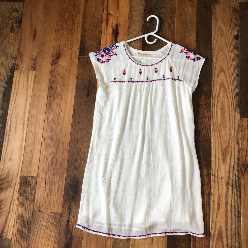 White Embroidered Shift Dress - New with tags